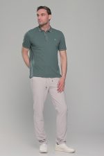 Ανδρικό πράσινο-χακί πόλο μπλουζάκι MS με κοντό μανίκι – Slim Fit - Image 7