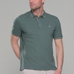 Ανδρικό πράσινο-χακί πόλο μπλουζάκι MS με κοντό μανίκι – Slim Fit