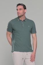 Ανδρικό πράσινο-χακί πόλο μπλουζάκι MS με κοντό μανίκι – Slim Fit