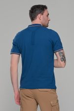 Ανδρικό μπλε-indigo πόλο μπλουζάκι MS με κοντό μανίκι – Slim Fit - Image 8