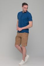 Ανδρικό μπλε-indigo πόλο μπλουζάκι MS με κοντό μανίκι – Slim Fit - Image 7