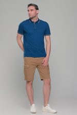 Ανδρικό μπλε-indigo πόλο μπλουζάκι MS με κοντό μανίκι – Slim Fit - Image 6