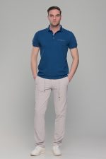 Ανδρικό μπλε πόλο μπλουζάκι MS με κοντό μανίκι – Slim Fit - Image 7
