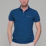 Ανδρικό μπλε πόλο μπλουζάκι MS με κοντό μανίκι – Slim Fit