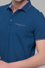 Ανδρικό μπλε πόλο μπλουζάκι MS με κοντό μανίκι – Slim Fit - Image 2