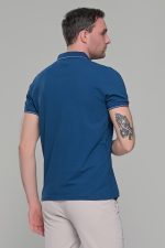Ανδρικό μπλε πόλο μπλουζάκι MS με κοντό μανίκι – Slim Fit - Image 8