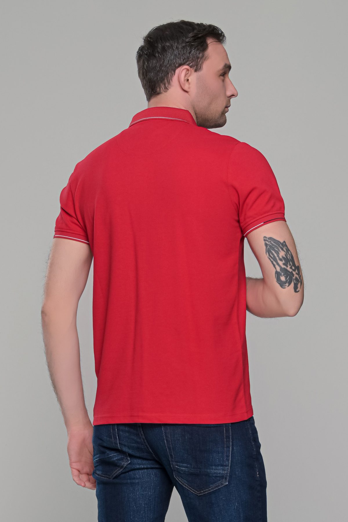 Ανδρικό κόκκινο πόλο μπλουζάκι MS με κοντό μανίκι – Slim Fit - Image 8