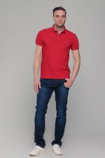Ανδρικό κόκκινο πόλο μπλουζάκι MS με κοντό μανίκι – Slim Fit - Image 7