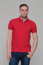 Ανδρικό κόκκινο πόλο μπλουζάκι MS με κοντό μανίκι – Slim Fit