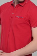 Ανδρικό κόκκινο πόλο μπλουζάκι MS με κοντό μανίκι – Slim Fit - Image 2