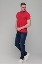 Ανδρικό κόκκινο πόλο μπλουζάκι MS με κοντό μανίκι – Slim Fit - Image 4