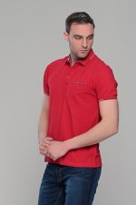 Ανδρικό κόκκινο πόλο μπλουζάκι MS με κοντό μανίκι – Slim Fit - Image 3