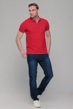 Ανδρικό κόκκινο πόλο μπλουζάκι MS με κοντό μανίκι – Slim Fit - Image 6