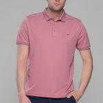 Ανδρικό ροζ πόλο μπλουζάκι MS με κοντό μανίκι – Slim Fit