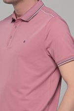 Ανδρικό ροζ πόλο μπλουζάκι MS με κοντό μανίκι – Slim Fit - Image 2
