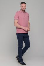 Ανδρικό ροζ πόλο μπλουζάκι MS με κοντό μανίκι – Slim Fit - Image 6