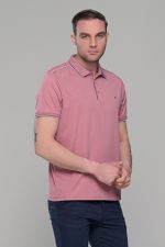 Ανδρικό ροζ πόλο μπλουζάκι MS με κοντό μανίκι – Slim Fit - Image 5