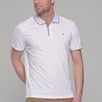 Ανδρικό λευκό πόλο μπλουζάκι MS με κοντό μανίκι – Slim Fit