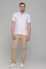 Ανδρικό λευκό πόλο μπλουζάκι MS με κοντό μανίκι – Slim Fit - Image 10