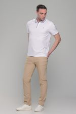 Ανδρικό λευκό πόλο μπλουζάκι MS με κοντό μανίκι – Slim Fit - Image 4