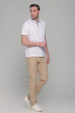 Ανδρικό λευκό πόλο μπλουζάκι MS με κοντό μανίκι – Slim Fit - Image 8