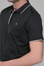 Ανδρικό μαύρο πόλο μπλουζάκι MS με κοντό μανίκι – Slim Fit - Image 2