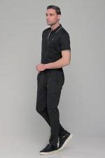Ανδρικό μαύρο πόλο μπλουζάκι MS με κοντό μανίκι – Slim Fit - Image 4