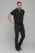 Ανδρικό μαύρο πόλο μπλουζάκι MS με κοντό μανίκι – Slim Fit - Image 7