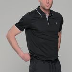 Ανδρικό μαύρο πόλο μπλουζάκι MS με κοντό μανίκι – Slim Fit