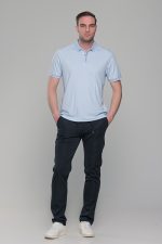 Ανδρικό σιέλ πόλο μπλουζάκι MS με κοντό μανίκι – Slim Fit - Image 6