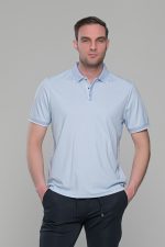 Ανδρικό σιέλ πόλο μπλουζάκι MS με κοντό μανίκι – Slim Fit - Image 5