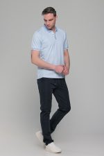 Ανδρικό σιέλ πόλο μπλουζάκι MS με κοντό μανίκι – Slim Fit - Image 7