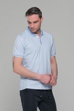 Ανδρικό σιέλ πόλο μπλουζάκι MS με κοντό μανίκι – Slim Fit