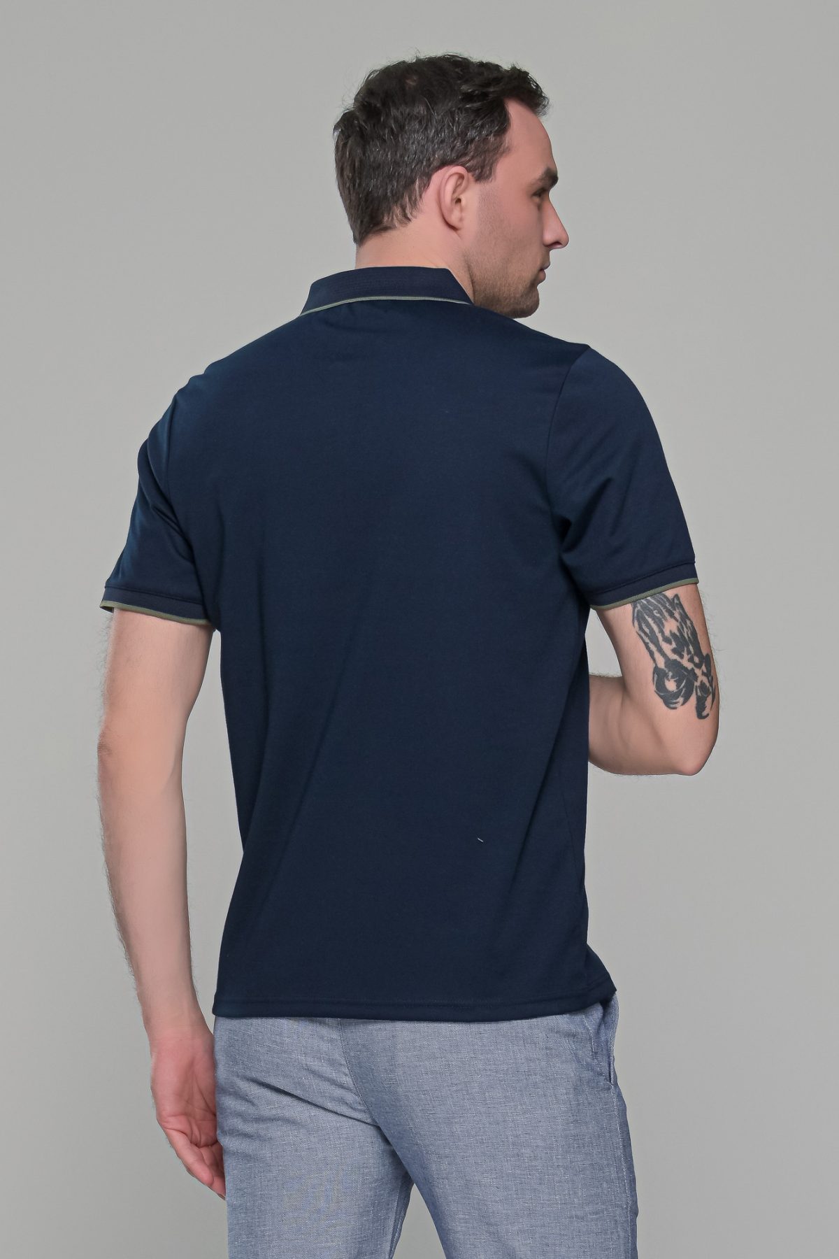 Ανδρικό σκούρο μπλε πόλο μπλουζάκι MS με κοντό μανίκι – Slim Fit - Image 8