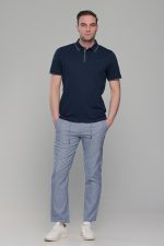 Ανδρικό σκούρο μπλε πόλο μπλουζάκι MS με κοντό μανίκι – Slim Fit - Image 4
