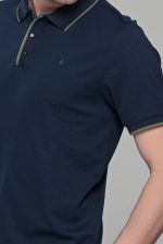 Ανδρικό σκούρο μπλε πόλο μπλουζάκι MS με κοντό μανίκι – Slim Fit - Image 2