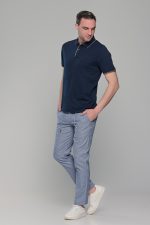 Ανδρικό σκούρο μπλε πόλο μπλουζάκι MS με κοντό μανίκι – Slim Fit - Image 7