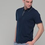 Ανδρικό σκούρο μπλε πόλο μπλουζάκι MS με κοντό μανίκι – Slim Fit