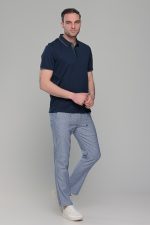 Ανδρικό σκούρο μπλε πόλο μπλουζάκι MS με κοντό μανίκι – Slim Fit - Image 6