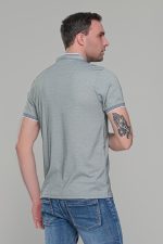 Ανδρικό λευκό-χακί μπλουζάκι MS με μάο γιακά και κοντό μανίκι – Slim Fit - Image 7