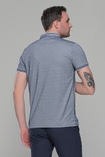 Ανδρικό λευκό-μπλε μπλουζάκι MS με μάο γιακά και κοντό μανίκι – Slim Fit - Image 8