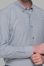 Χακί πουκάμισο με καρό μικροσχέδιο PAPARAZZI χωρίς Τσεπάκι - Classic Fit - Image 2