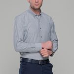 Χακί πουκάμισο με καρό μικροσχέδιο PAPARAZZI χωρίς Τσεπάκι - Classic Fit