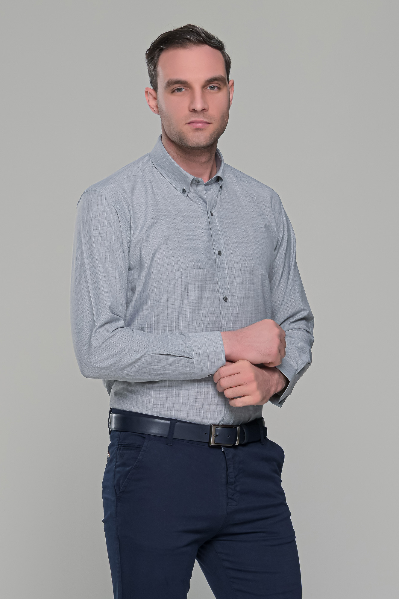 chaki-prasino-xaki-andriko-poukamiso-sport-casual-classic-fit (5) Χακί πουκάμισο με καρό μικροσχέδιο PAPARAZZI χωρίς Τσεπάκι - Classic Fit - Image 1