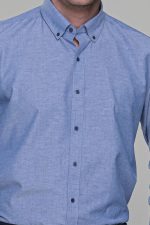 Γκρι μπλε πουκάμισο με μικροσχέδιο PAPARAZZI χωρίς Τσεπάκι - Classic Fit - Image 2