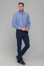 Γκρι μπλε πουκάμισο με μικροσχέδιο PAPARAZZI χωρίς Τσεπάκι - Classic Fit - Image 6