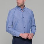 Γκρι μπλε πουκάμισο με μικροσχέδιο PAPARAZZI χωρίς Τσεπάκι - Classic Fit