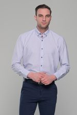 Γκρι πάγου πουκάμισο με μικροσχέδιο PAPARAZZI χωρίς Τσεπάκι - Classic Fit