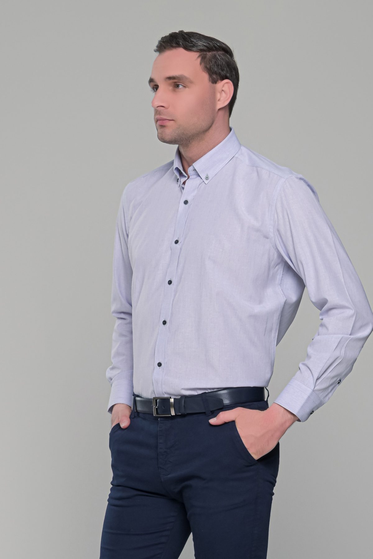 Γκρι πάγου πουκάμισο με μικροσχέδιο PAPARAZZI χωρίς Τσεπάκι - Classic Fit - Image 3