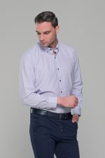 Γκρι πάγου πουκάμισο με μικροσχέδιο PAPARAZZI χωρίς Τσεπάκι - Classic Fit - Image 4